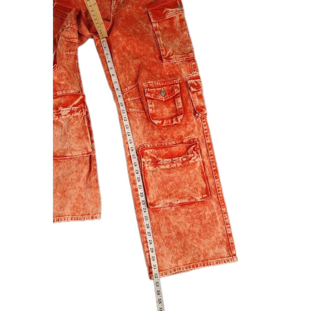 Fashion Nova Cargo Pants Orange Wide Leg Y2K 90s Womens Sz 0 Boho Hippie Grunge - Picture 10 of 13